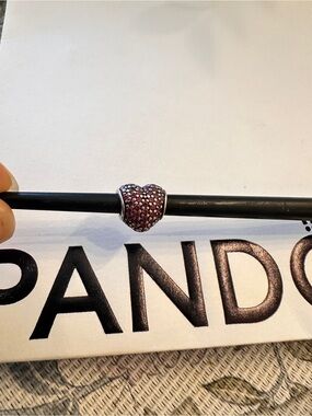 Authentic Pandora pink pave heart charm